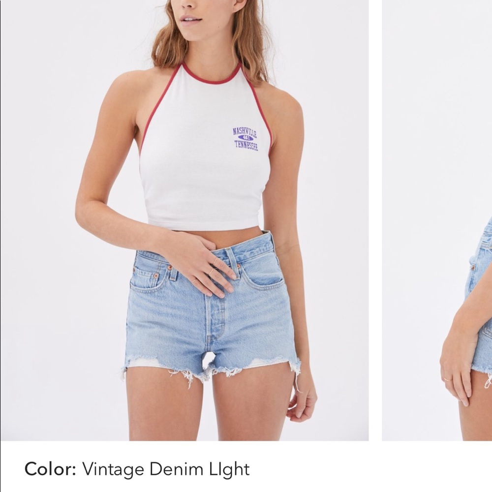 Levi’s 501 shorts, light wash, size 30.